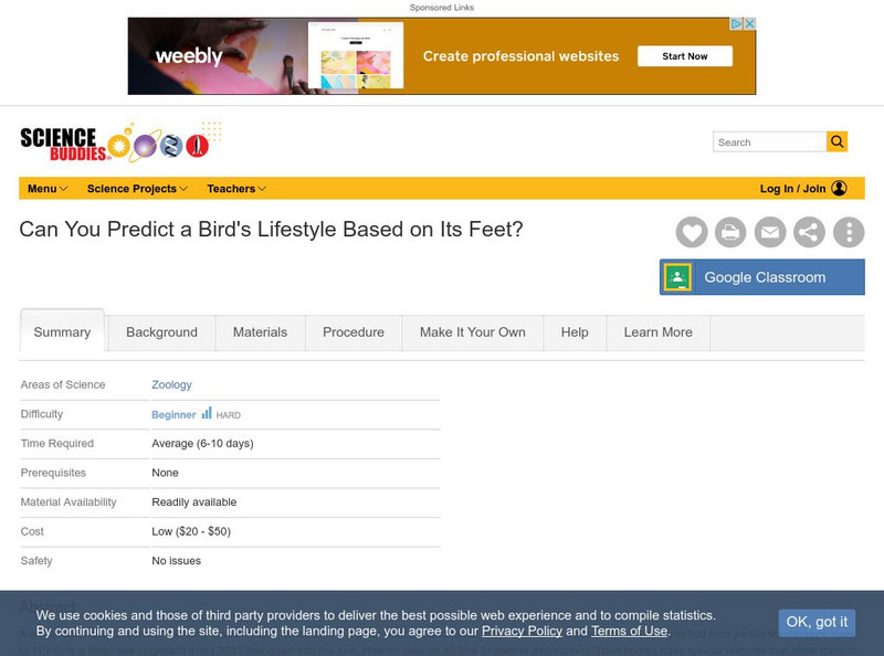 Science Buddies: Can You Predict a Bird's Lifestyle Based on Its Feet? Activity Science Buddies: Can You Predict a Bird's Lifestyle Based on Its Feet? Activity