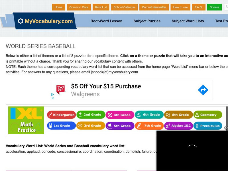 My vocabulary.com: World Series Baseball Interactive My vocabulary.com: World Series Baseball Interactive