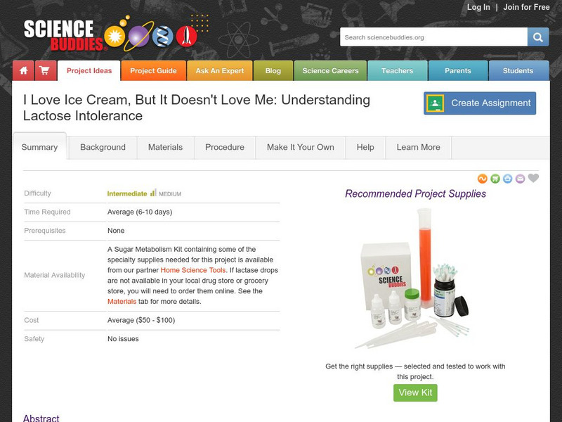 Science Buddies: I Love Ice Cream, but It Doesn't Love Me: Lactose Intolerance Activity Science Buddies: I Love Ice Cream, but It Doesn't Love Me: Lactose Intolerance Activity