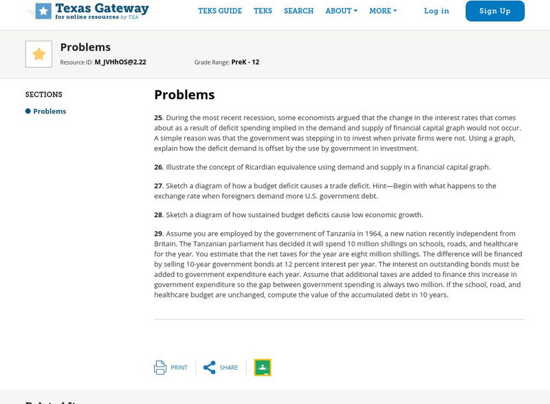 Texas Gateway: 17: Impacts of Government Borrowing: Problems Unknown Type