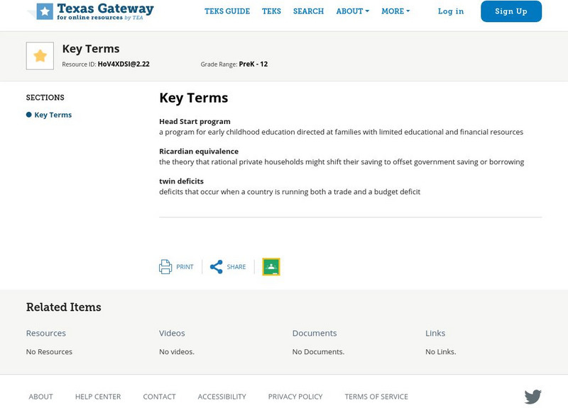 Texas Gateway: Ch. 17: The Impacts of Government Borrowing: Key Terms Handout Texas Gateway: Ch. 17: The Impacts of Government Borrowing: Key Terms Handout