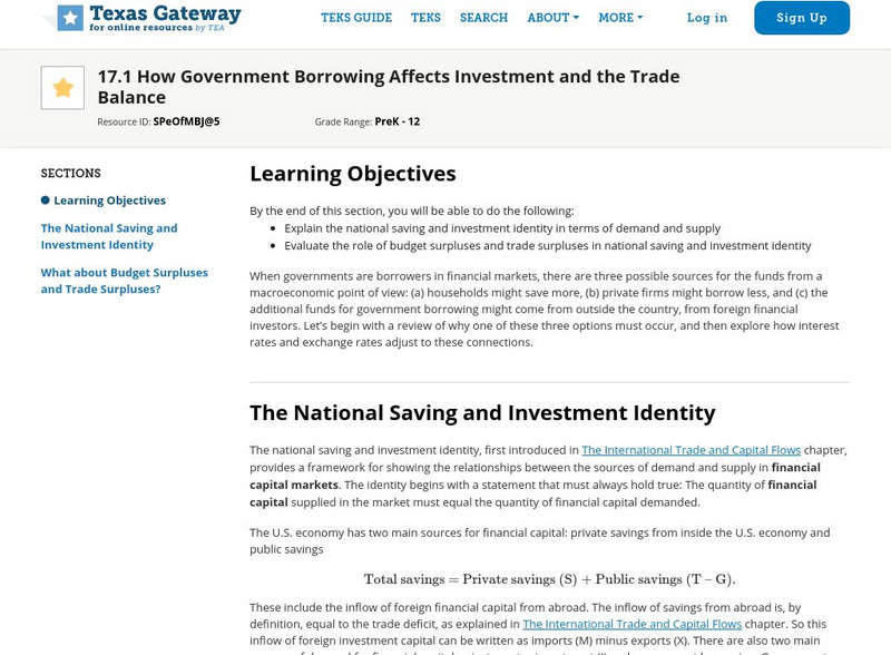 Texas Gateway: How Government Borrowing Affects Investment & the Trade Balance eBook Texas Gateway: How Government Borrowing Affects Investment & the Trade Balance eBook