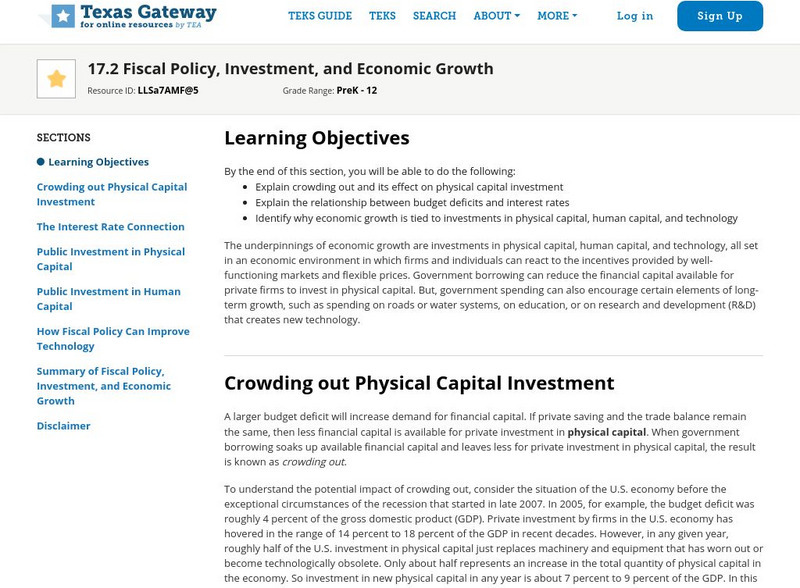 Texas Gateway: Ch. 17: Fiscal Policy, Investment, and Economic Growth eBook
