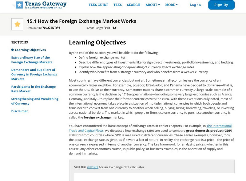 Texas Gateway: Ch. 15: How the Foreign Exchange Market Works eBook Texas Gateway: Ch. 15: How the Foreign Exchange Market Works eBook