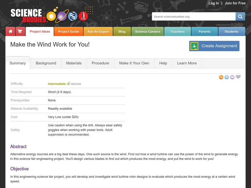 Science Buddies: Make the Wind Work for You! Activity Science Buddies: Make the Wind Work for You! Activity