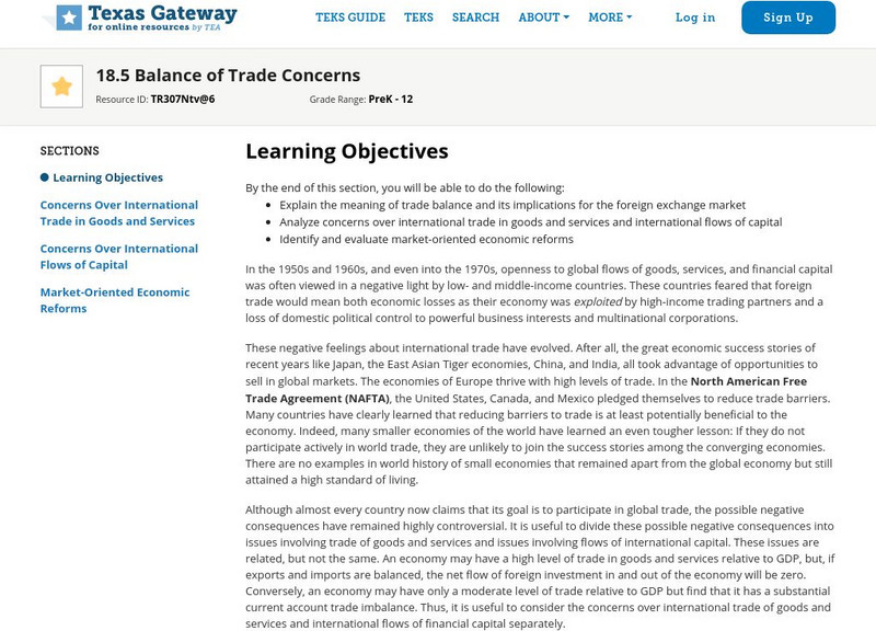 Texas Gateway: Ch. 18: Balance of Trade Concerns eBook Texas Gateway: Ch. 18: Balance of Trade Concerns eBook