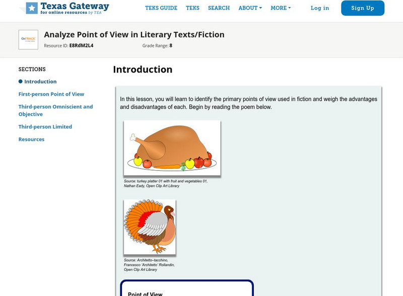 Texas Gateway: Analyze Point of View in Literary Texts/fiction Unit Plan Texas Gateway: Analyze Point of View in Literary Texts/fiction Unit Plan