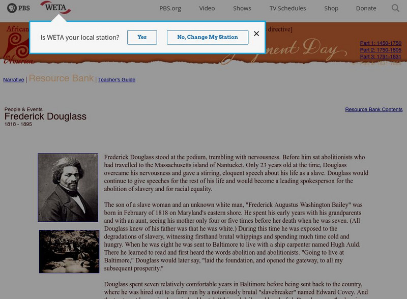 Pbs People and Events: Frederick Douglass Handout Pbs People and Events: Frederick Douglass Handout