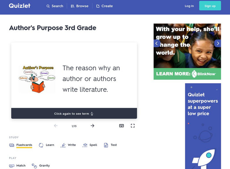 Quizlet: Author's Purpose 3rd Grade Unit Plan Quizlet: Author's Purpose 3rd Grade Unit Plan