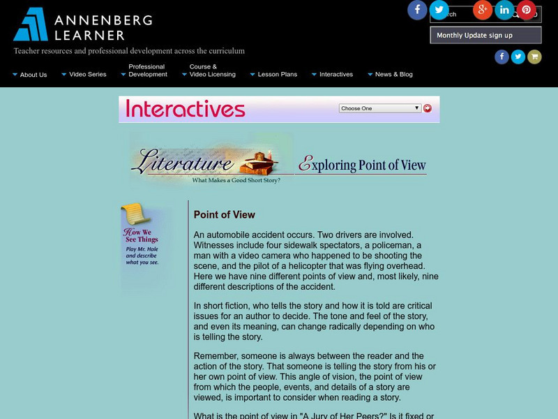 Annenberg Learner: Literature: Exploring Point of View Article Annenberg Learner: Literature: Exploring Point of View Article