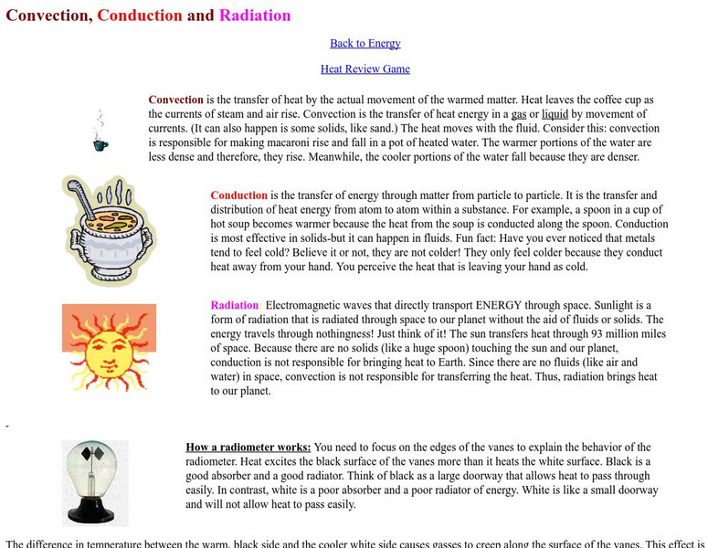 Mansfield Connecticut: Convection, Conduction, and Radiation Interactive