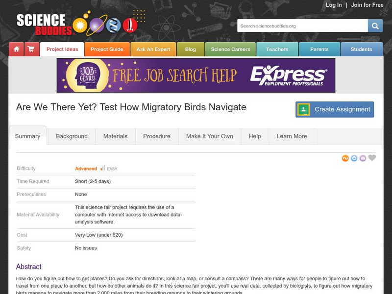 Science Buddies: Are We There Yet? Test How Migratory Birds Navigate Activity Science Buddies: Are We There Yet? Test How Migratory Birds Navigate Activity