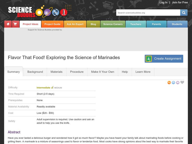 Science Buddies: Flavor That Food! Exploring the Science of Marinades Activity Science Buddies: Flavor That Food! Exploring the Science of Marinades Activity