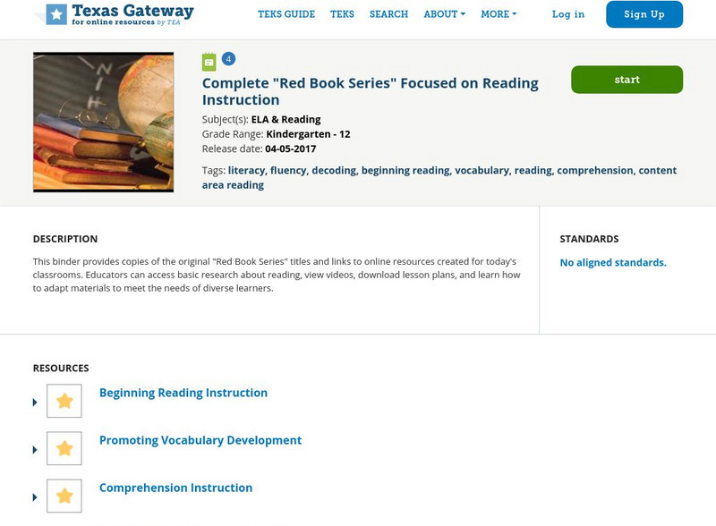 Texas Gateway: Complete "Red Book Series" Focused on Reading Instruction Professional Doc Texas Gateway: Complete "Red Book Series" Focused on Reading Instruction Professional Doc