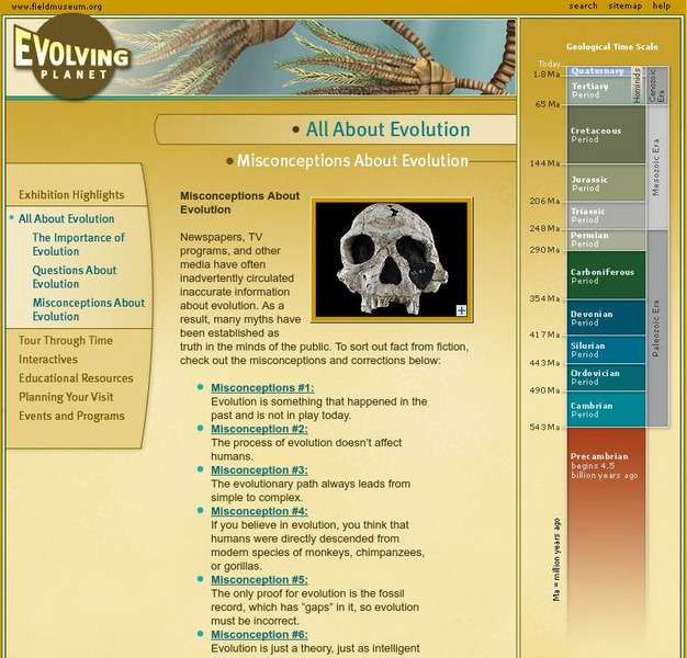 Field Museum: Exhibits: Evolving Planet: Misconceptions About Evolution Website Field Museum: Exhibits: Evolving Planet: Misconceptions About Evolution Website