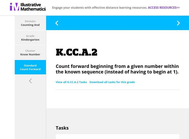 Illustrative Mathematics: k.cc.a.2 Count Forward Beginning From a Given Number Website