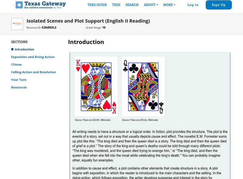 Texas Gateway: Isolated Scenes and Plot Support Unit Plan