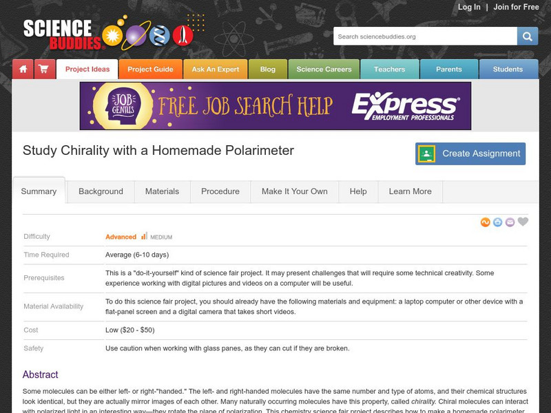 Science Buddies: Study Chirality With a Homemade Polarimeter Activity Science Buddies: Study Chirality With a Homemade Polarimeter Activity