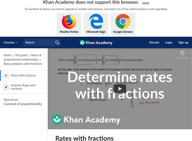 Khan Academy: Rates With Fractions Instructional Video Khan Academy: Rates With Fractions Instructional Video
