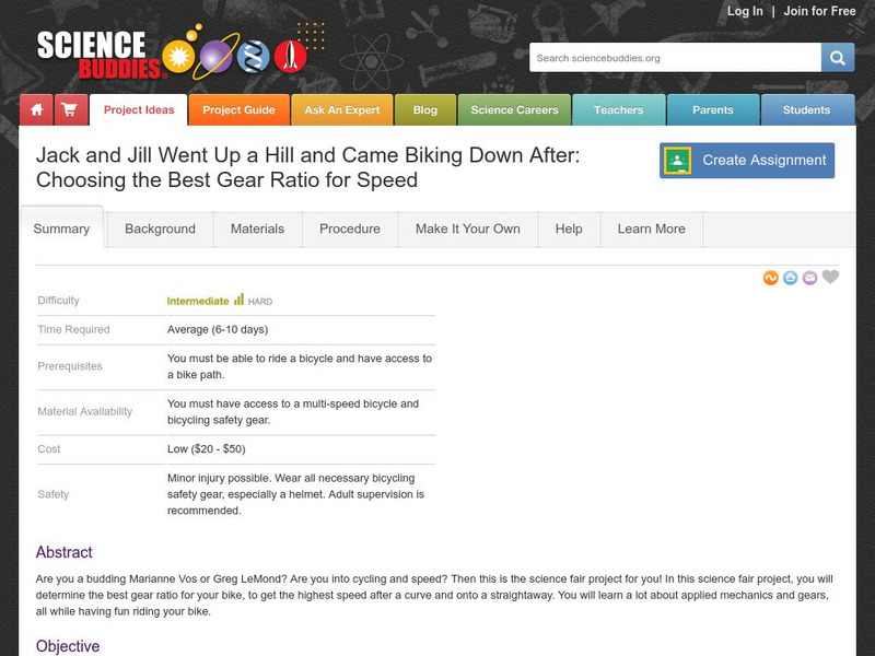 Science Buddies: Jack and Jill Went Up a Hill and Came Biking Down After Activity Science Buddies: Jack and Jill Went Up a Hill and Came Biking Down After Activity