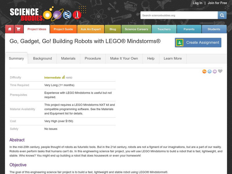 Science Buddies: Go, Gadget, Go! Building Robots With Lego Mindstorms Activity Science Buddies: Go, Gadget, Go! Building Robots With Lego Mindstorms Activity