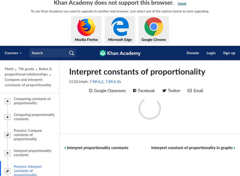 Khan Academy: Interpret Constants of Proportionality Unknown Type Khan Academy: Interpret Constants of Proportionality Unknown Type