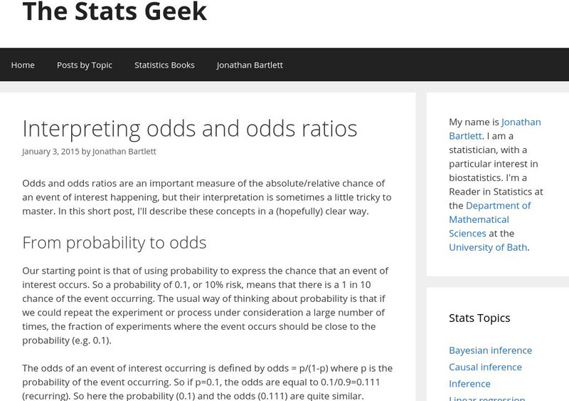The Stats Geek: Interpreting Odds and Odds Ratios Article