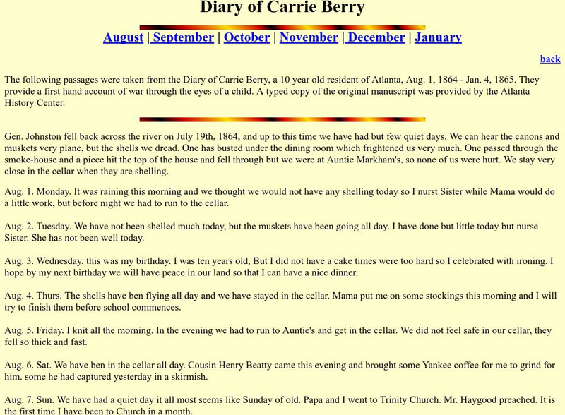 Score: Not Just a Man's War: Diary of Carrie Berry Primary Score: Not Just a Man's War: Diary of Carrie Berry Primary