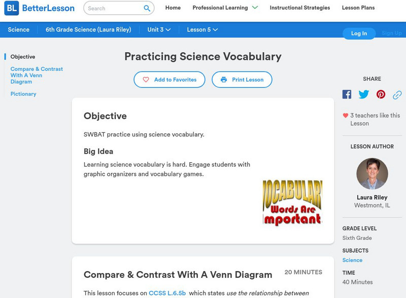 Better Lesson: Practicing Science Vocabulary Lesson Plan Better Lesson: Practicing Science Vocabulary Lesson Plan