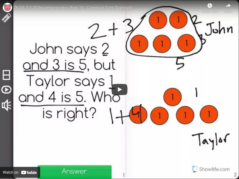 Freckle Education: [k.oa.3 1.0] Decompose Less Than 10 Common Core Standard Instructional Video