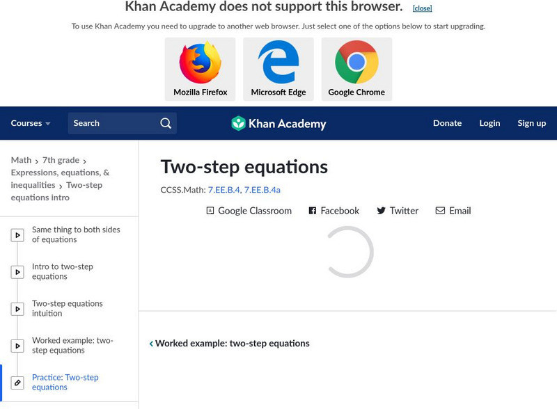 Khan Academy: Two Step Equations Unknown Type Khan Academy: Two Step Equations Unknown Type