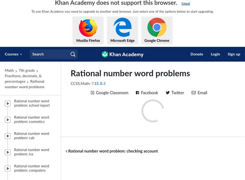 Khan Academy: Rational Number Word Problems Unknown Type Khan Academy: Rational Number Word Problems Unknown Type