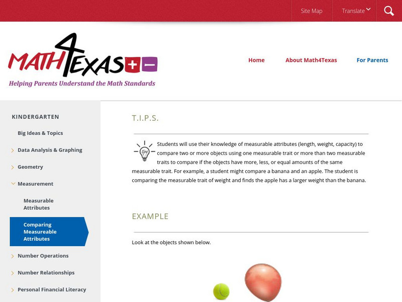 Math4 Texas: Comparing Measurable Attributes Website Math4 Texas: Comparing Measurable Attributes Website