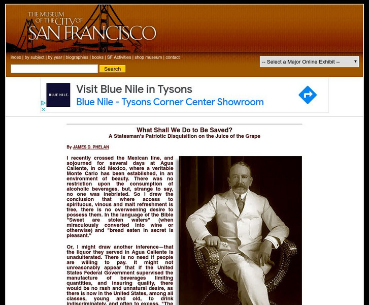 Virtual Museum of the City of San Francisco: Sen. Phelan Attacks Prohibition Article Virtual Museum of the City of San Francisco: Sen. Phelan Attacks Prohibition Article