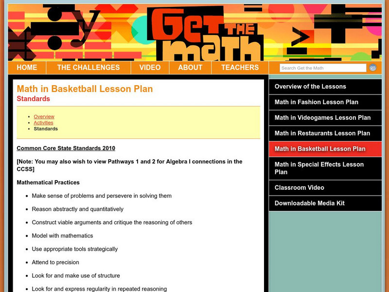 Wnet: Thirteen: Math in Basketball: Lesson Plan Lesson Plan Wnet: Thirteen: Math in Basketball: Lesson Plan Lesson Plan
