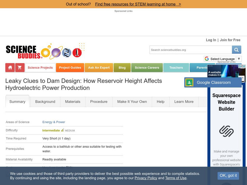 Science Buddies: Leaky Clues to Dam Design: How Reservoir Height Affects Hydroel Activity Science Buddies: Leaky Clues to Dam Design: How Reservoir Height Affects Hydroel Activity