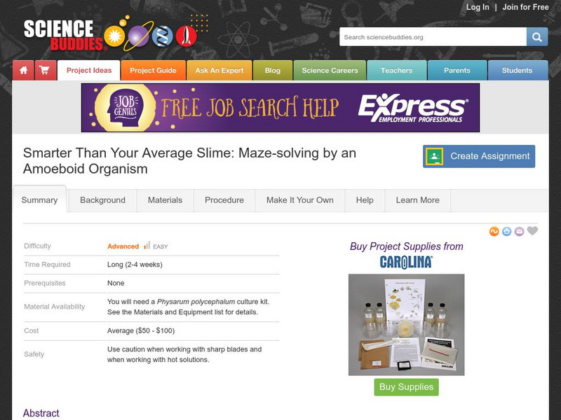 Science Buddies: Smarter Than Your Average Slime: Maze Solving by an Amoeboid Activity Science Buddies: Smarter Than Your Average Slime: Maze Solving by an Amoeboid Activity