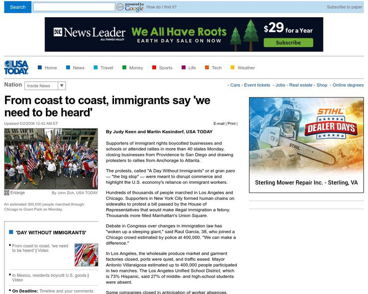 Usa Today: Immigrants Say 'We Need to Be Heard' Article Usa Today: Immigrants Say 'We Need to Be Heard' Article
