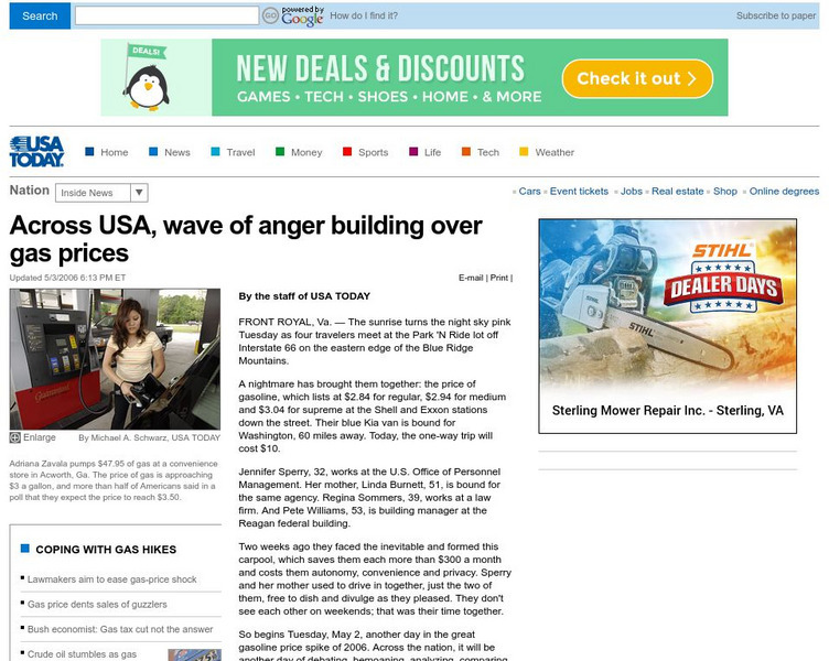 Usa Today: Across Usa, Anger Building Over Gas Article Usa Today: Across Usa, Anger Building Over Gas Article