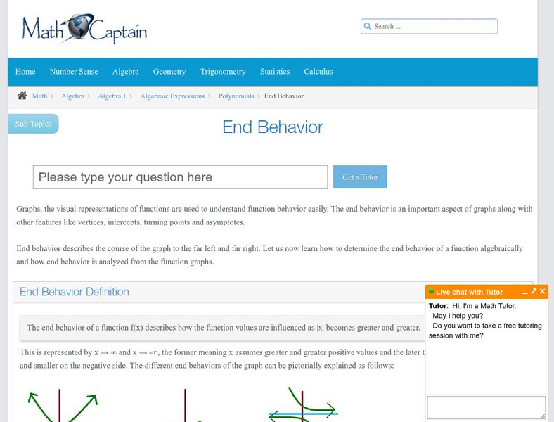 Math Captain: End Behavior Handout Math Captain: End Behavior Handout