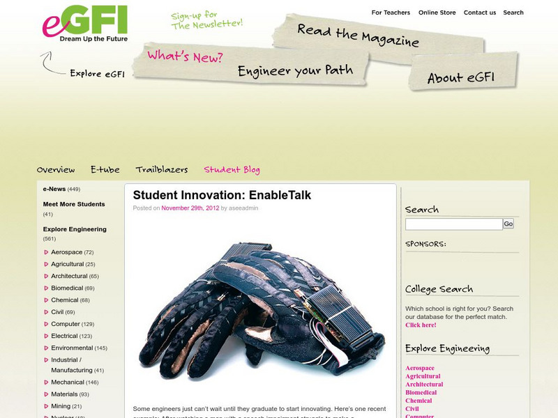 E Gfi: Student Innovation: Enable Talk Instructional Video E Gfi: Student Innovation: Enable Talk Instructional Video