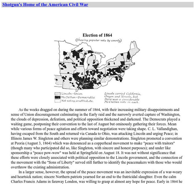 Home of the American Civil War: Election of 1864 Handout Home of the American Civil War: Election of 1864 Handout