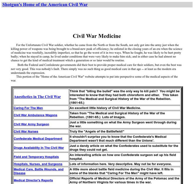 Home of the American Civil War: Civil War Medicine Website Home of the American Civil War: Civil War Medicine Website