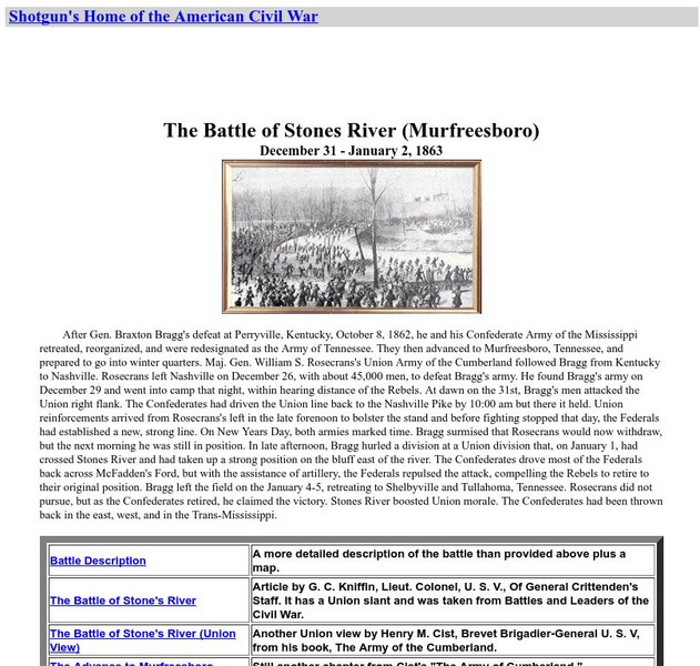 Home of the American Civil War: Battle of Stones River Website Home of the American Civil War: Battle of Stones River Website