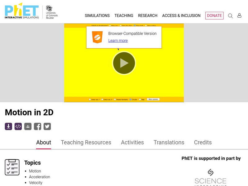 University of Colorado: Ph Et Interactive Simulations: Motion in 2 D Interactive University of Colorado: Ph Et Interactive Simulations: Motion in 2 D Interactive