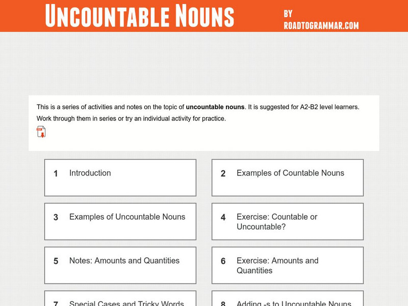 Road to Grammar: Countable and Uncountable Nouns Unit Plan Road to Grammar: Countable and Uncountable Nouns Unit Plan
