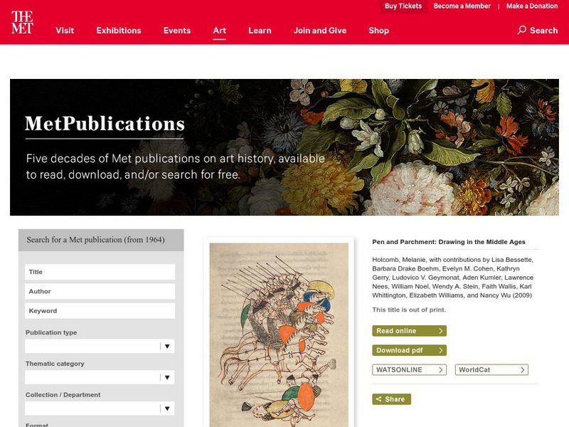 Metropolitan Museum of Art: Pen and Parchment: Drawing in the Middle Ages Website Metropolitan Museum of Art: Pen and Parchment: Drawing in the Middle Ages Website