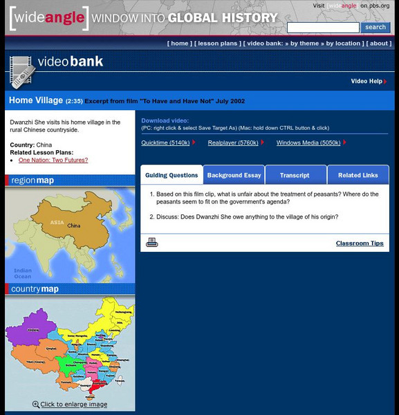 Wnet: Thirteen: Wide Angle: Video Bank: Home Village Instructional Video