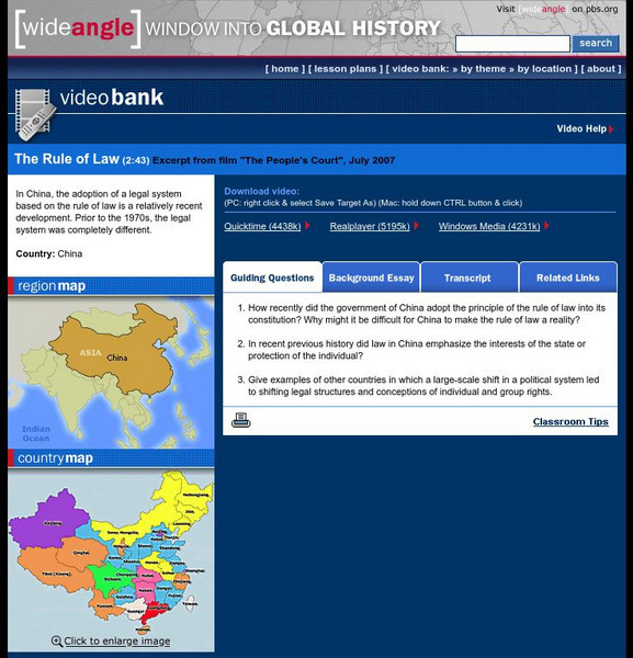 Wnet: Thirteen: Wide Angle: Video Bank: China: Rule of Law Instructional Video Wnet: Thirteen: Wide Angle: Video Bank: China: Rule of Law Instructional Video