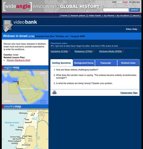 Wnet: Thirteen: Wide Angle: Video Bank: Widows in Israel Instructional Video